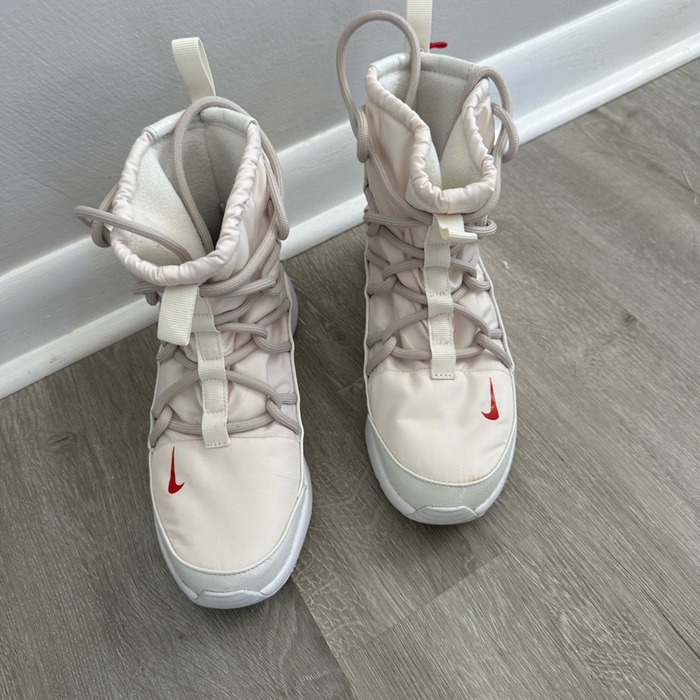 Nike Women's High-Top Sneakers - Cream and Red